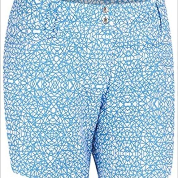 Adidas Teal Blue Abstract Golf Athletic Shorts Size 14 Athleisure - Picture 2 of 6